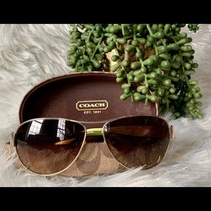Coach Aviator Sunglasses Charity HC7009Q Gold Tort